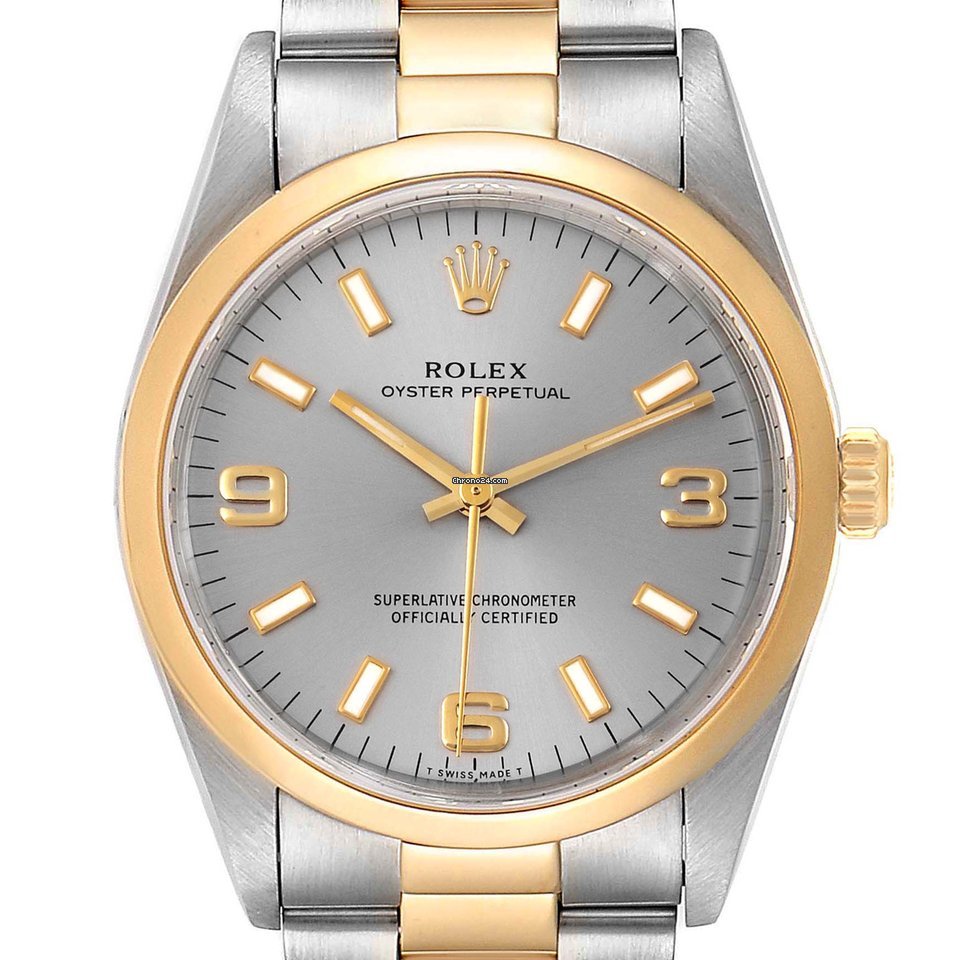 Rolex Oyster Perpetual 34 Mens watch Unisex Gold Steel Automatic 14203