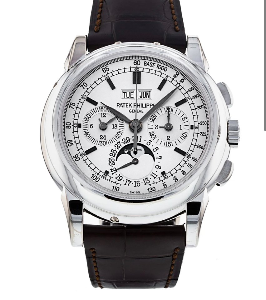 Patek Philippe Perpetual Calendar Chronograph Mens watch Unisex Manual winding White gold 5970G