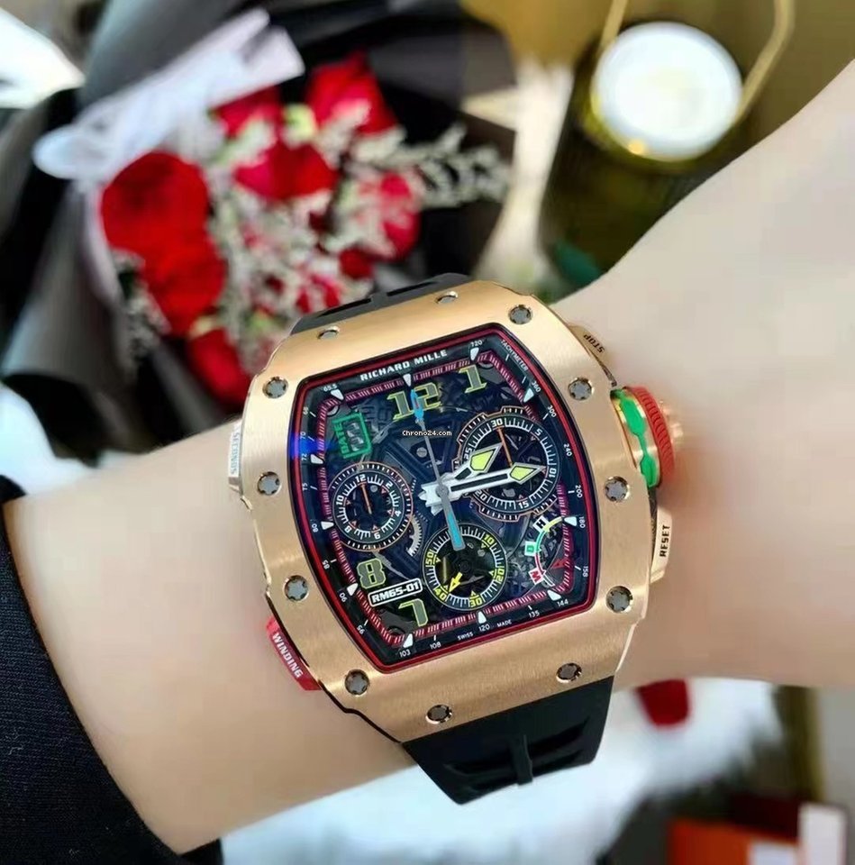 Richard Mille Mens watch Unisex Automatic Carbon Richard Mille RM65-01 Rose Gold
