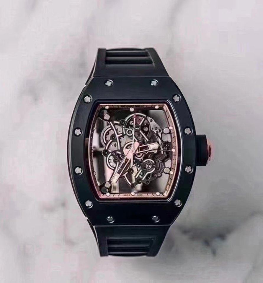 Richard Mille RM 055 Mens watch Unisex Manual winding Ceramic Richard Mille RM055 Bubba Watson Black Ceramic Asia Edition Skeleton Dial Watch