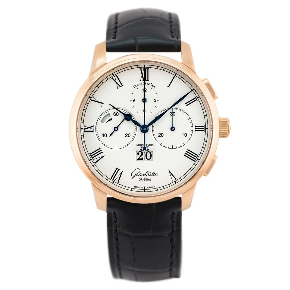 Glashtte Original Senator Chronograph Panorama Date Mens watch Unisex Automatic Red gold 1-37-01-01-05-30 or 37-01-01-05-30