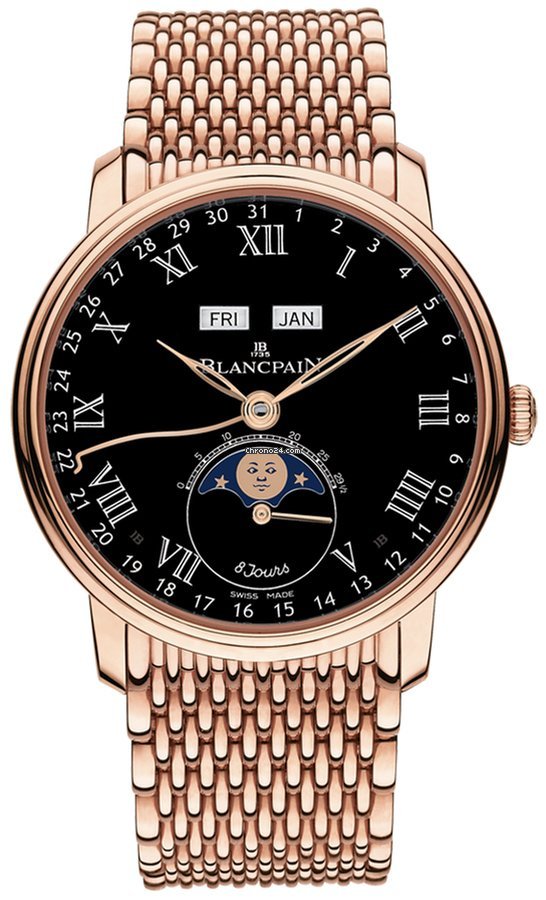 Blancpain Villeret Quantieme Complet Mens watch Unisex Automatic Rose gold 6639-3637-mmb