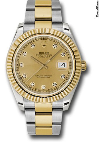 Rolex Datejust II Mens watch Unisex Gold Steel Automatic 116333 chdo