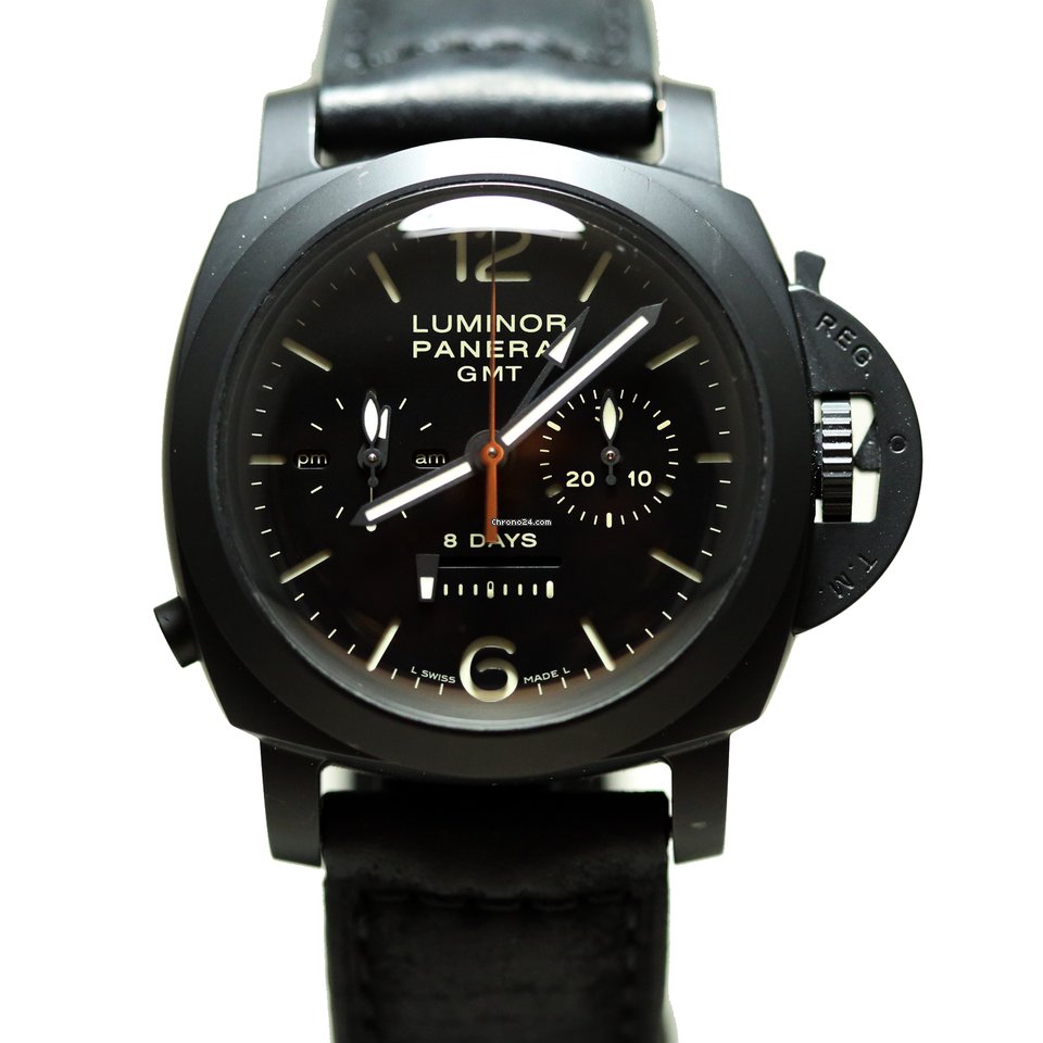 Panerai Luminor 1950 8 Days Chrono Monopulsante GMT Mens watch Unisex Manual winding Ceramic PAM 00317
