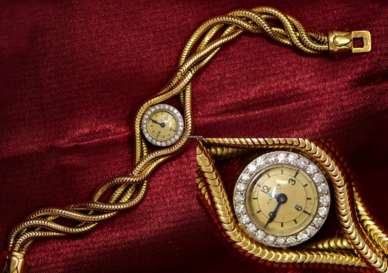 Cartier Womens watch Manual winding Yellow gold RARE 1940S DIAMOND SET PLATINUM, 18KT YG TRIPLE TWIST WATCH